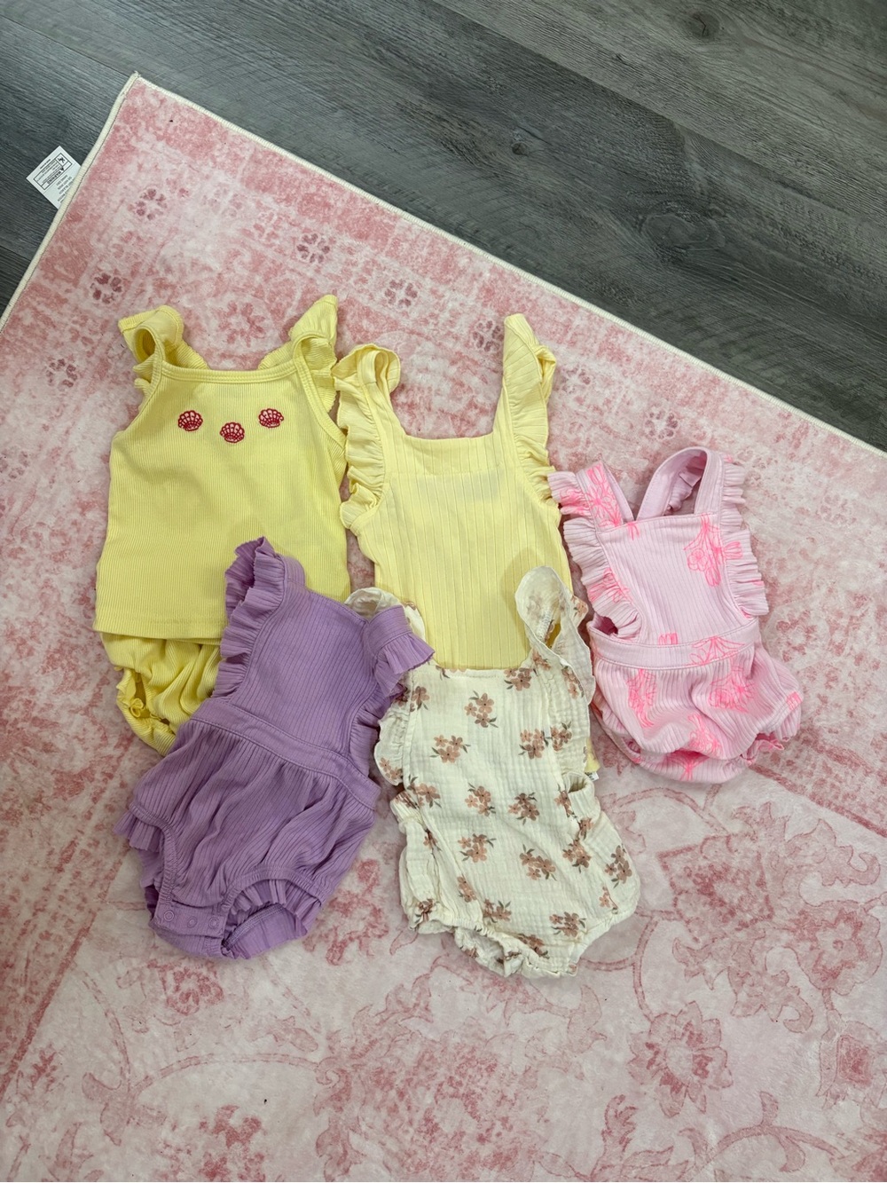 Girls Ruffle One-Piece Swim & Play Set - Yellow, Pink, Purple, Cream